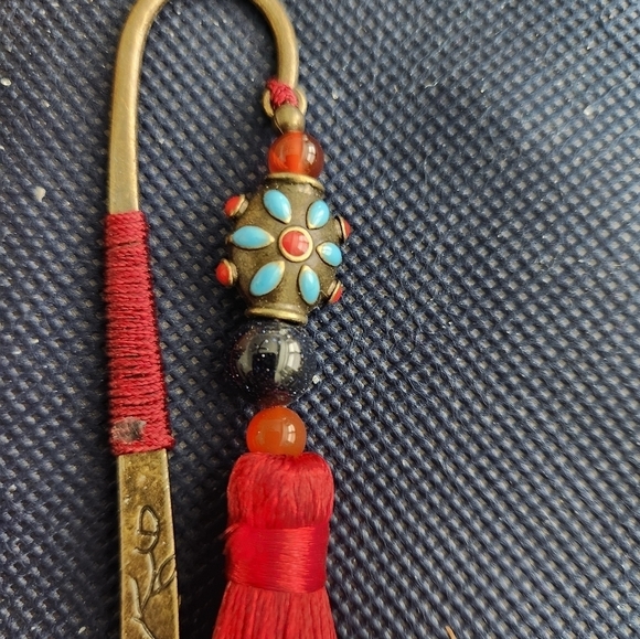 New 1 Pc Vintage Tassel Bookmark Ancient Chinese Hairpin Chinese Metal Bookmark - Picture 2 of 6